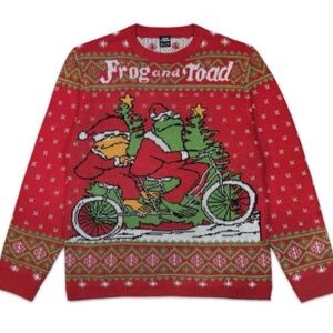 Frog and Toad Acrylic Red Christmas Sweater